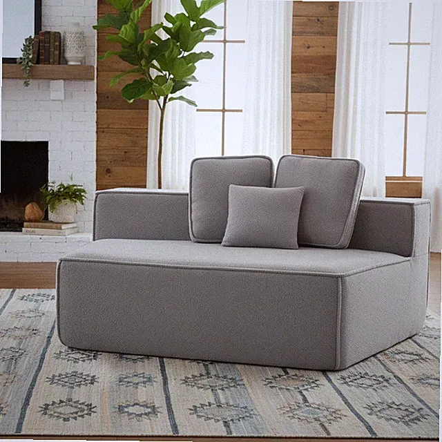 Modern Minimalist Teddy Fabric Single Sofa Chair, Plush Upholstered Seating wi