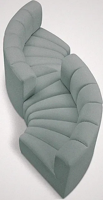 Modern Mint Green Modular Sofa with Deep Channel Tufting - 102" W