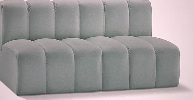 Modern Mint Green Modular Sofa with Deep Channel Tufting, 60" W