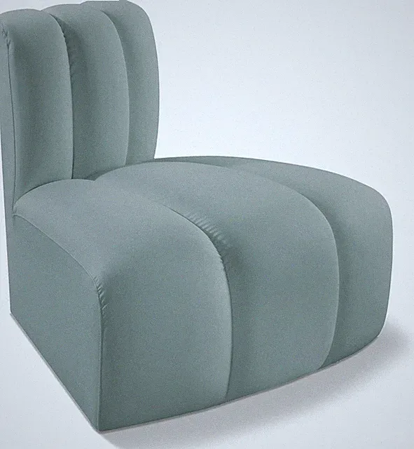 Modern Mint Green Vegan Leather Modular Sofa with Deep Channel Tufting