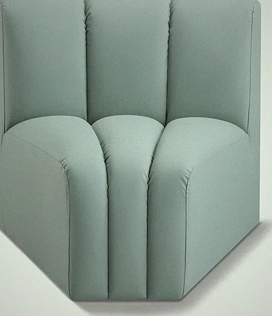 Modern Mint Green Vegan Leather Modular Sofa with Deep Channel Tufting