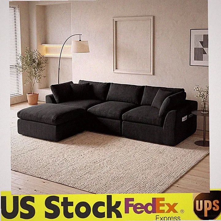 Modern Modula Sofa Couch Chenille Compressed Cloud Sectional Sofa Set,Living Roo