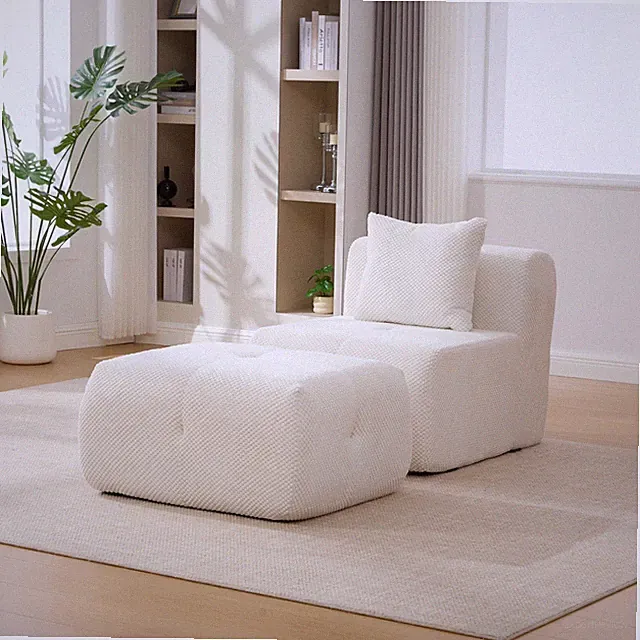 Modern Modular Accent Armless Lounge Sofa Chair with Ottoman for Living Room