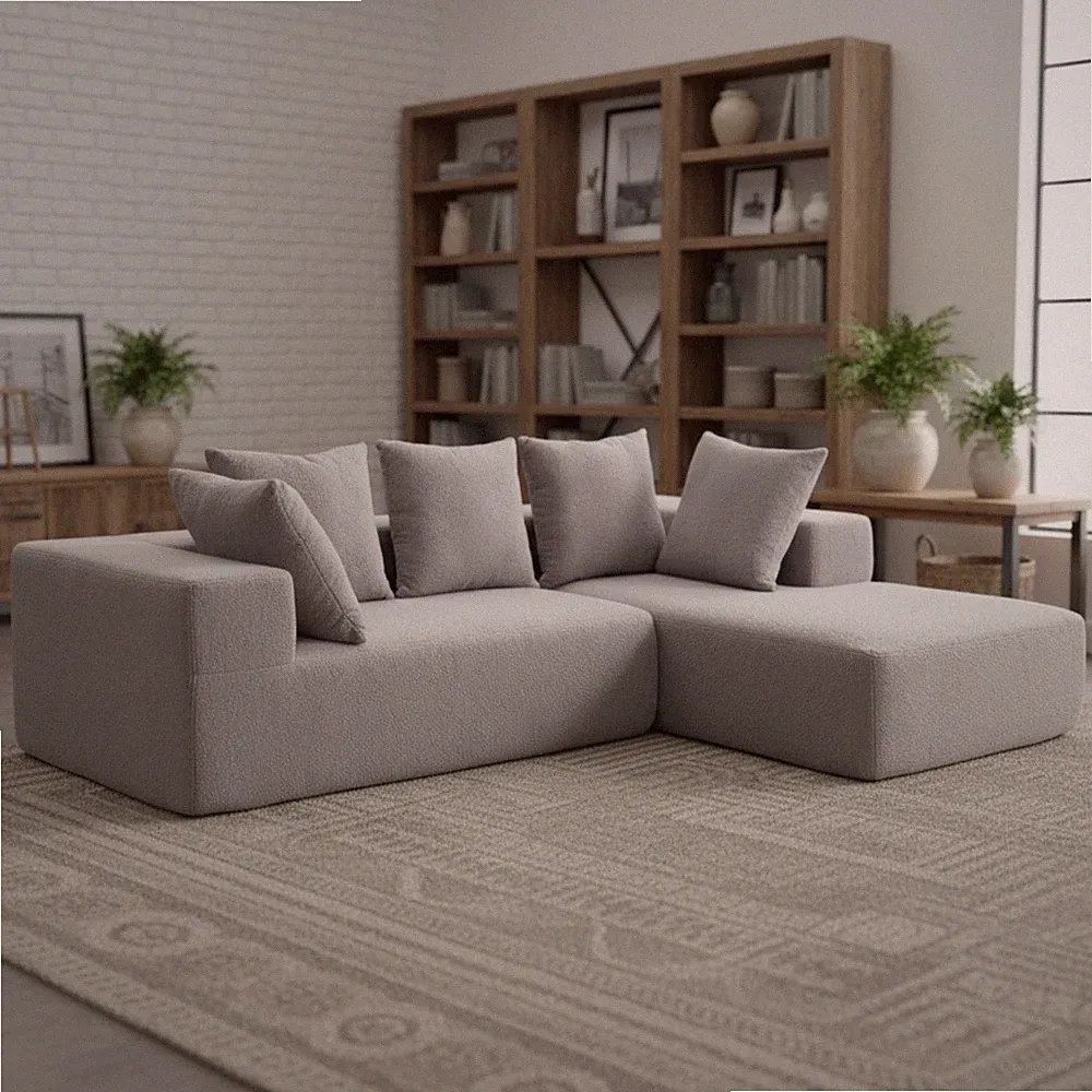 Modern Modular Compressed Sofa with Soft Cushions - Versatile Sectional for Li