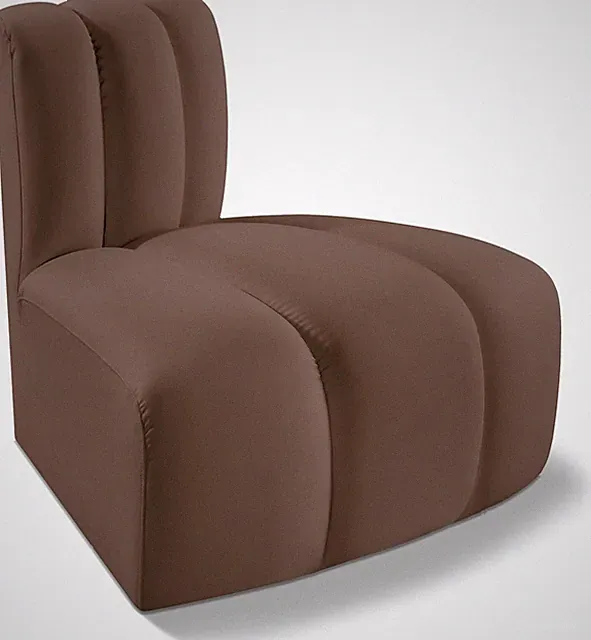 Modern Modular Reverse Corner Sofa in Soft Brown Vegan Leather