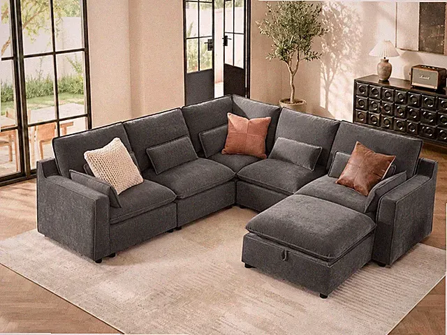 Modern Modular Sectional Sofa,105" V Shape Sectional Cloud Couch with Storage Ot