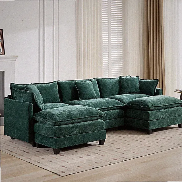 Modern Modular Sectional Sofa, 113.8" Upholstered Chenille Loveseat with 2 Movab