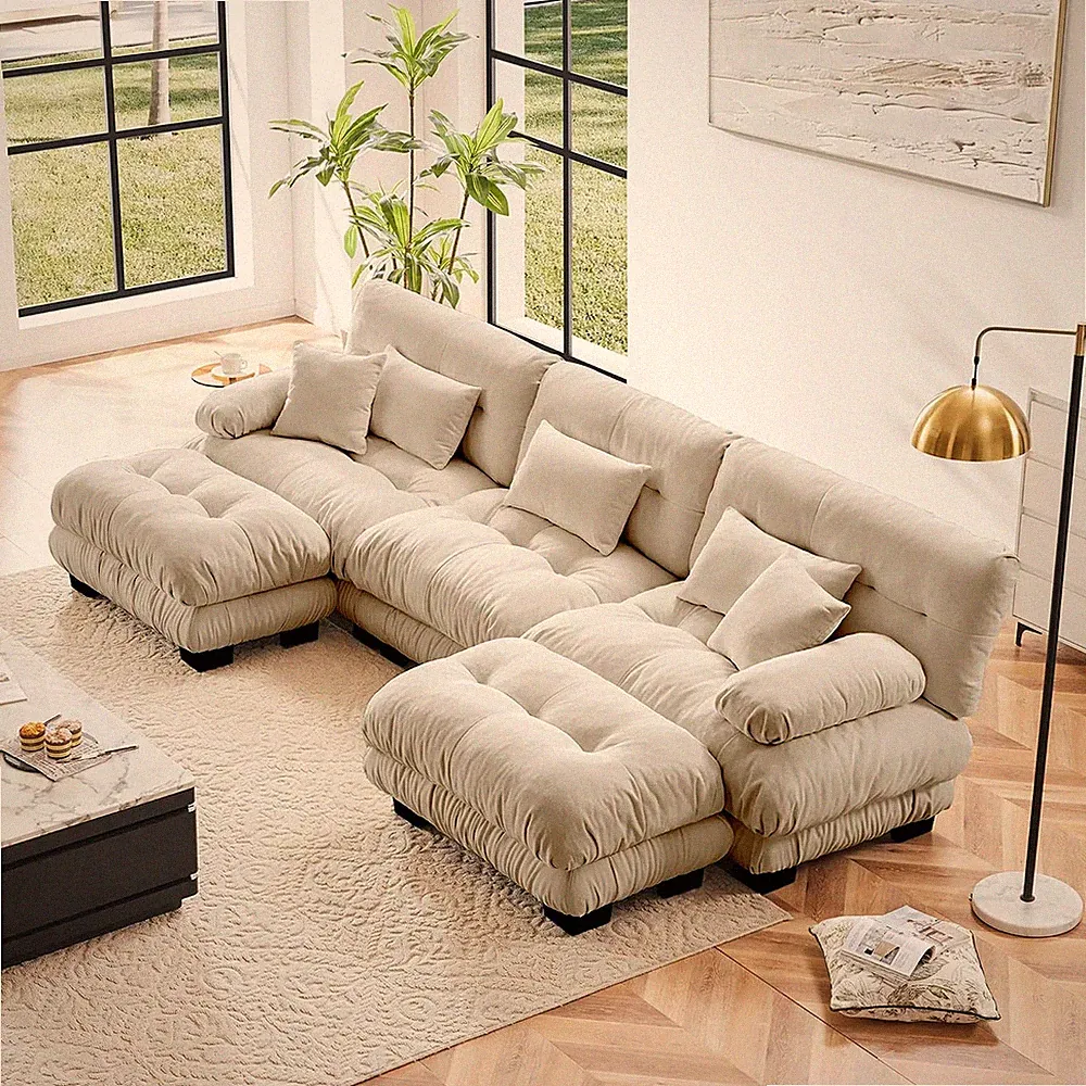 Modern Modular Sectional Sofa,133.8" Oversized 3 Seater Sofa Couch,Chenille Clou