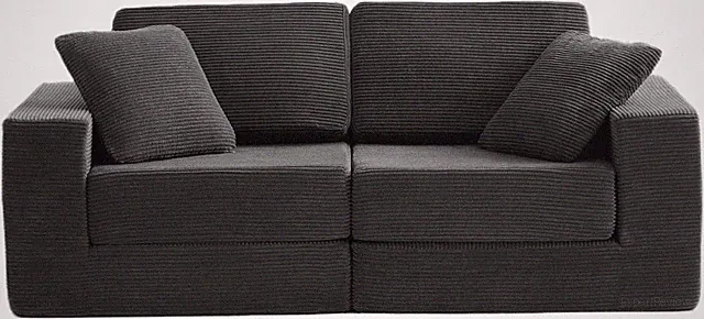 Modern Modular Sectional Sofa - Comfy Deep Seat Couch in Dark Grey