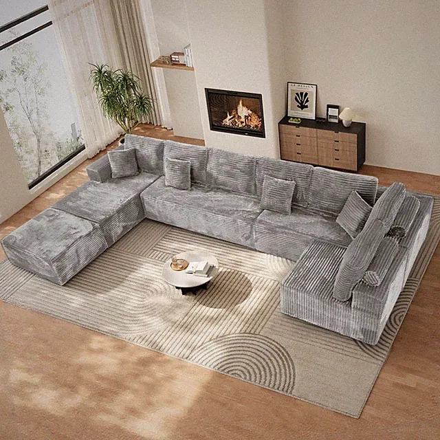 Modern Modular Sectional Sofa Convertible L/U Shape Deep Seat Compression Couch