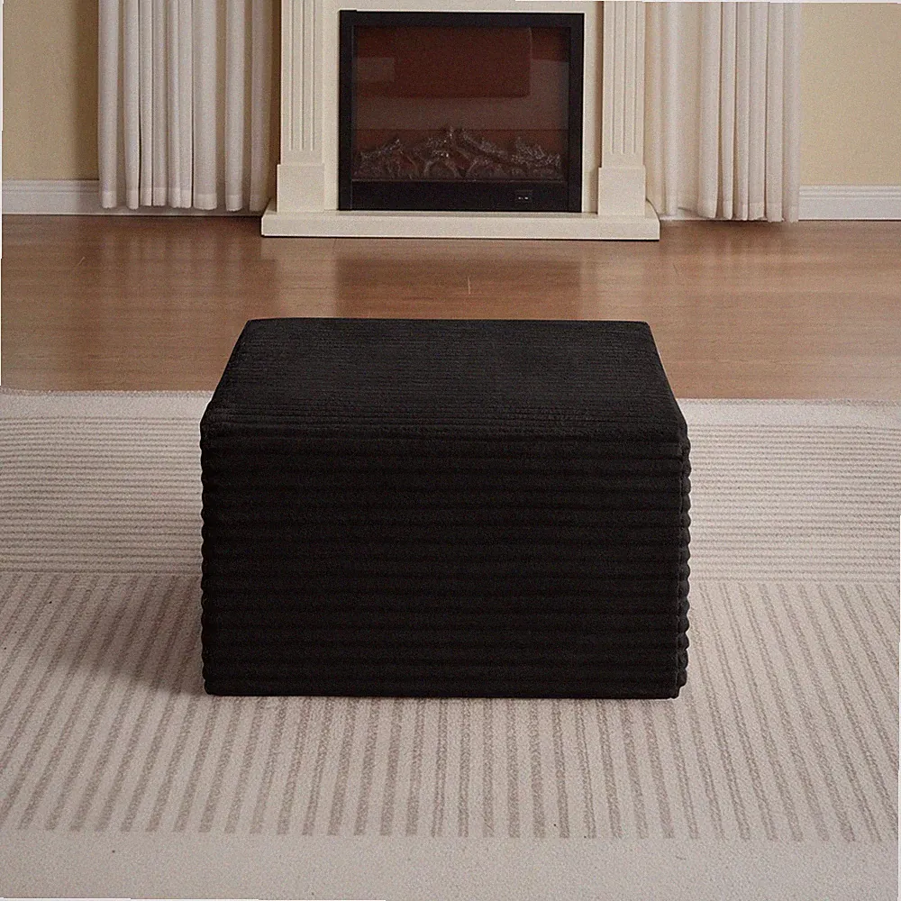 Modern Modular Sectional Sofa, Corduroy, Black, No Assembly Required