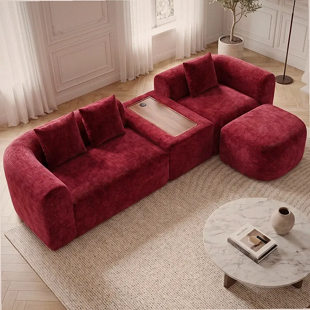Modern Modular Sectional Sofa Deep Seat Couch with Storage Coffee Table USB Port