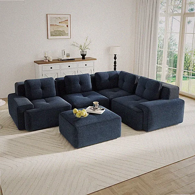 Modern Modular Sectional Sofa with 4-Seater,V Shaped Corner Couch,Corduroy