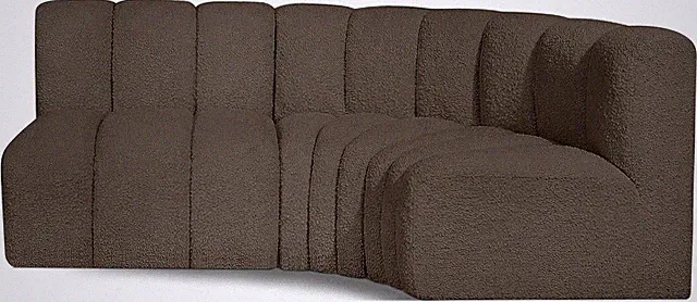 Modern Modular Sofa in Rich Brown Boucle with Deep Channel Tufting, 84" W