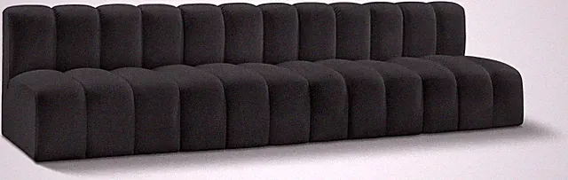 Modern Modular Sofa in Soft Black Vegan Leather - 119" Wide