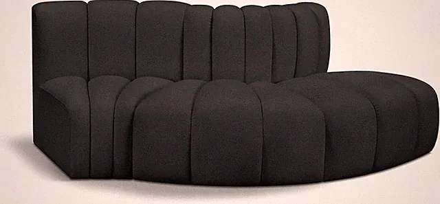 Modern Modular Sofa in Soft Black Vegan Leather - 77" W X 37" D X 30" H