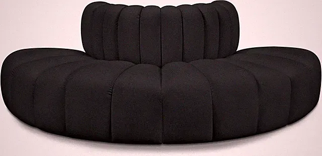 Modern Modular Sofa in Soft Black Vegan Leather - 90" W X 45" D X 30" H