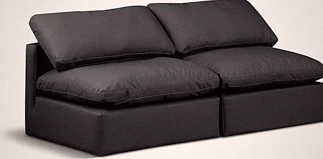 Modern Modular Sofa in Soft Black Vegan Leather - Indulge Collection 70" W