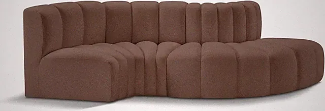 Modern Modular Sofa in Soft Brown Vegan Leather - 104" Wide