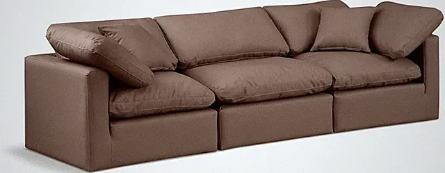 Modern Modular Sofa in Soft Brown Vegan Leather - 105" W, Indulge Collection