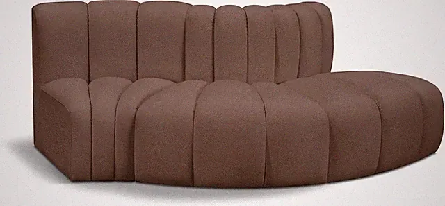 Modern Modular Sofa in Soft Brown Vegan Leather - 77" W X 37" D X 30" H