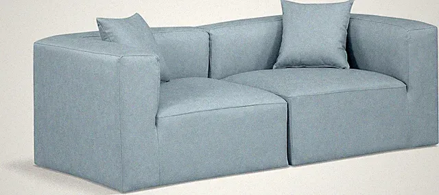 Modern Modular Sofa in Soft Light Blue Vegan Leather - Cube Collection 72