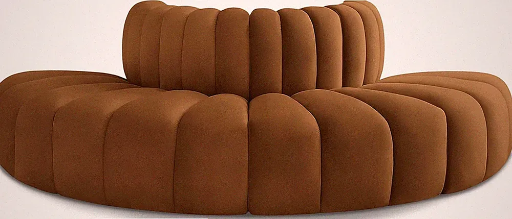 Modern Modular Sofa in Soft Saddle Velvet with Deep Tufting - 90"W x 45"D