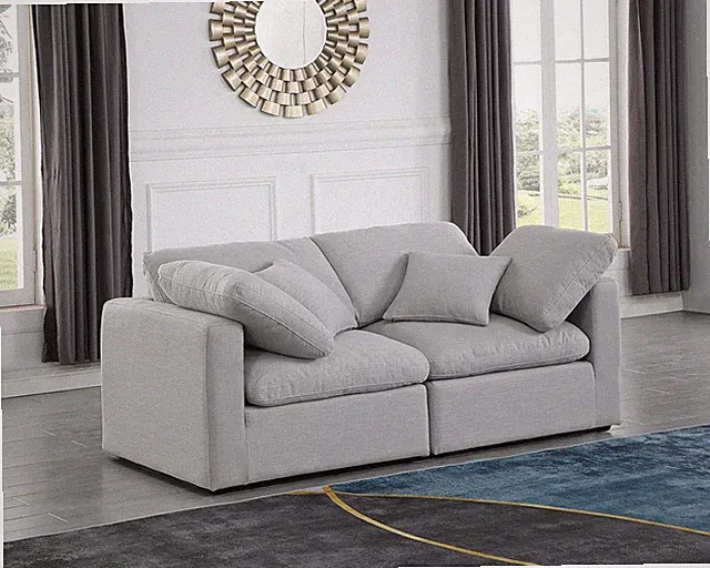Modern Modular Sofa - Indulge Collection, Grey Linen, 70" W, Down Cushions