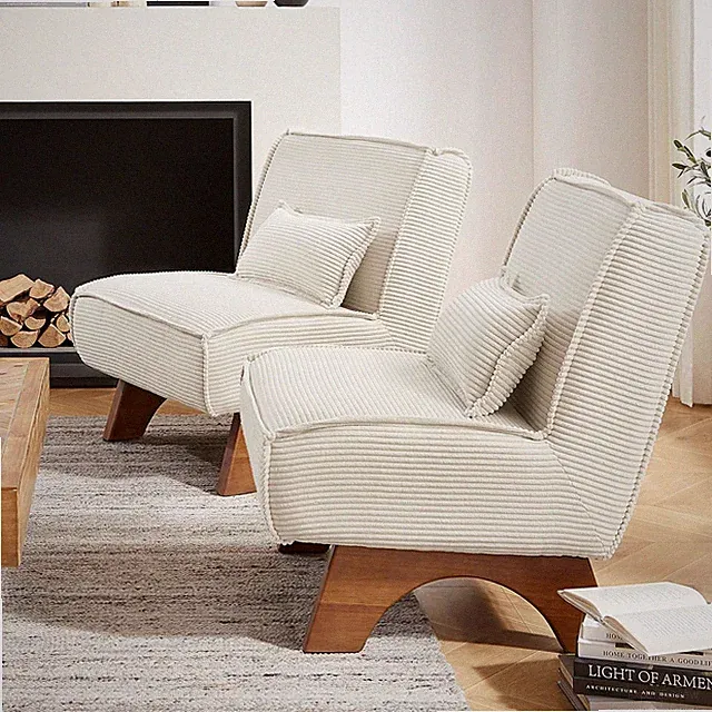 Modern Modular Sofa, Set of 2, Fabric Upholstered Single Sofa with Pillow, Accen