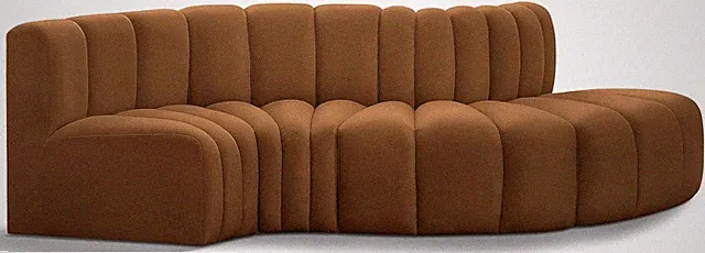 Modern Modular Sofa - Soft Saddle Velvet, Deep Channel Tufting, 104"W
