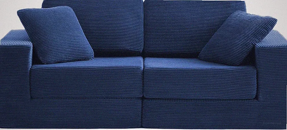 Modern Navy Blue Modular Sofa Couch for Living Room & Bedroom, 2-Seater