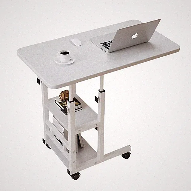 Modern Overbed Table Height Adjustable Bed Side Table Rolling Sofa End Table