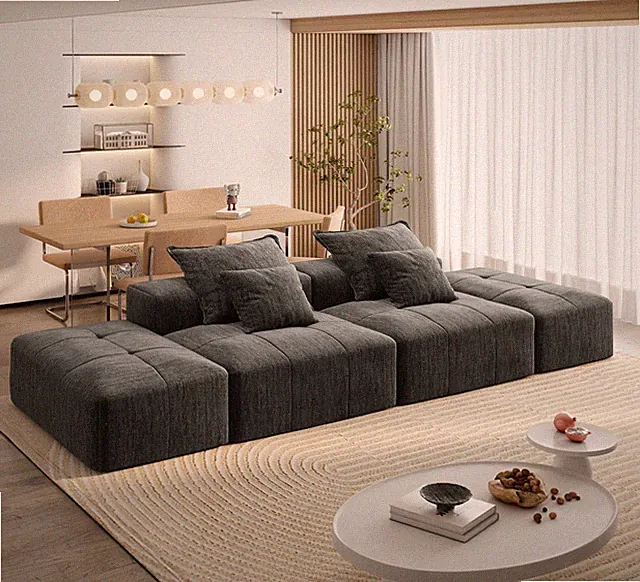 Modern Oversized Modular Sectional Sofa with 2 Ottoman and 2 seat,Sparkling Ch