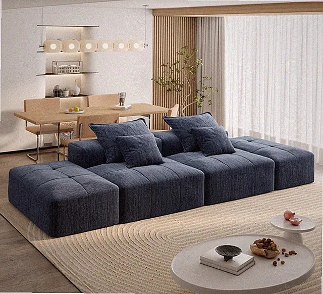 Modern Oversized Modular Sectional Sofa with 2 Ottoman and 2 seat,Sparkling Che