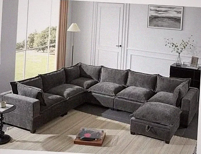 Modern Oversized U-Shaped Sectional Sofa with Piollows & Chaise Lounge
