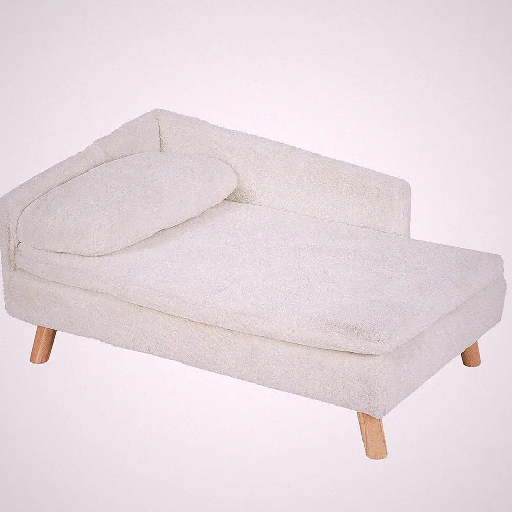 Modern Pet Sofa Low Back Lounging Bed With Removable Cushion Pillow For Dog Cat