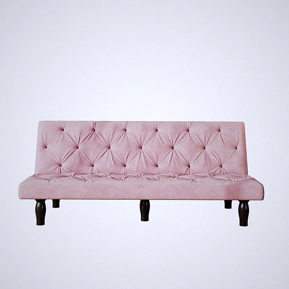 Modern Pink Velvet Sofa Bed 66 Inch Foldable Convertible Couch for Bedroom