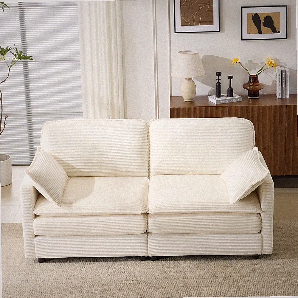 Modern Plush Cloud 1/2-Seater Sofa Durable Modular Corduroy Fabric Comfort Sofa