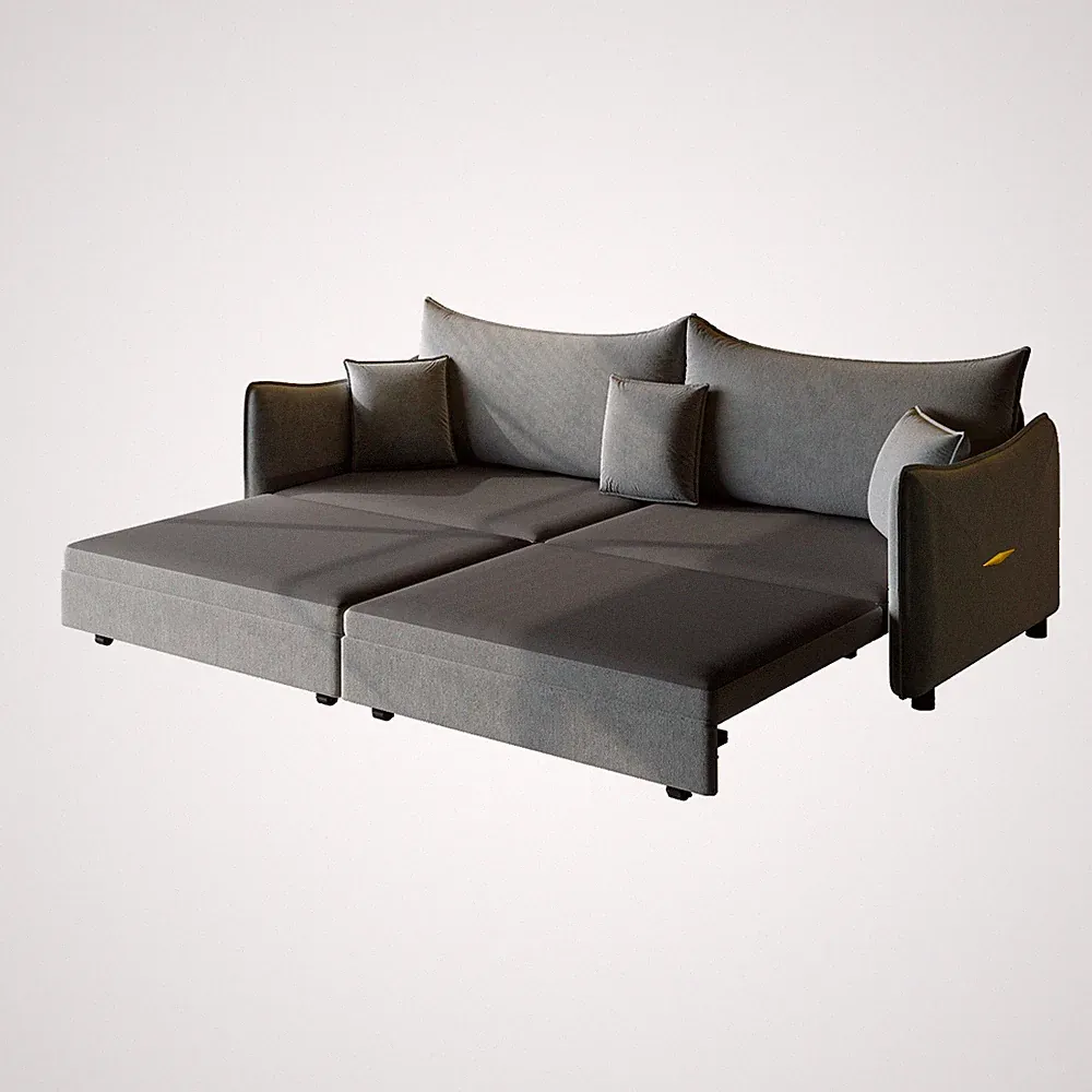 Modern Pull Out Convertible Sofa Bed Velvet Couch With Pillows For Living Room