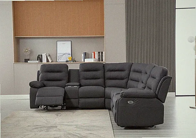 Modern Reclining Sectional Sofa with Cup Holders and Storage