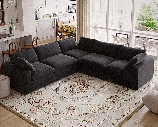 Modern Seational Couch for Living Room, 5-Seats Modular Convertible Sofa, V-Shap