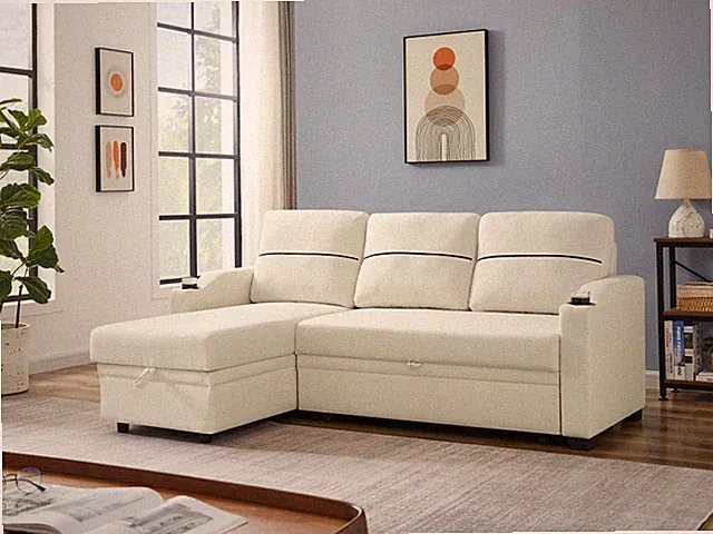Modern Sectional Couch L Shape Sofa with Storage Chaise Leisure Broaching Bed