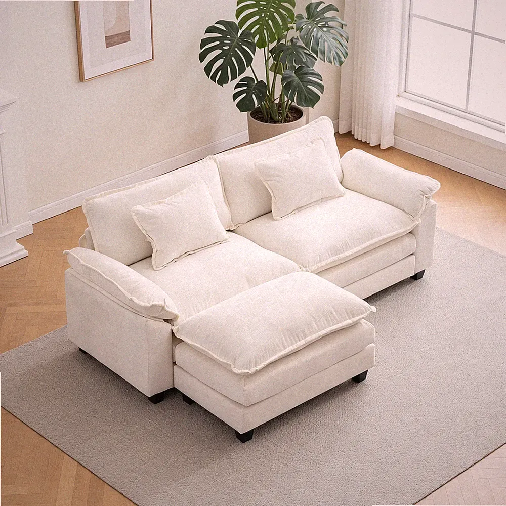 Modern Sectional Couch Sofas for Living Room Upholstered Sleeper Sofa w/Ottoman
