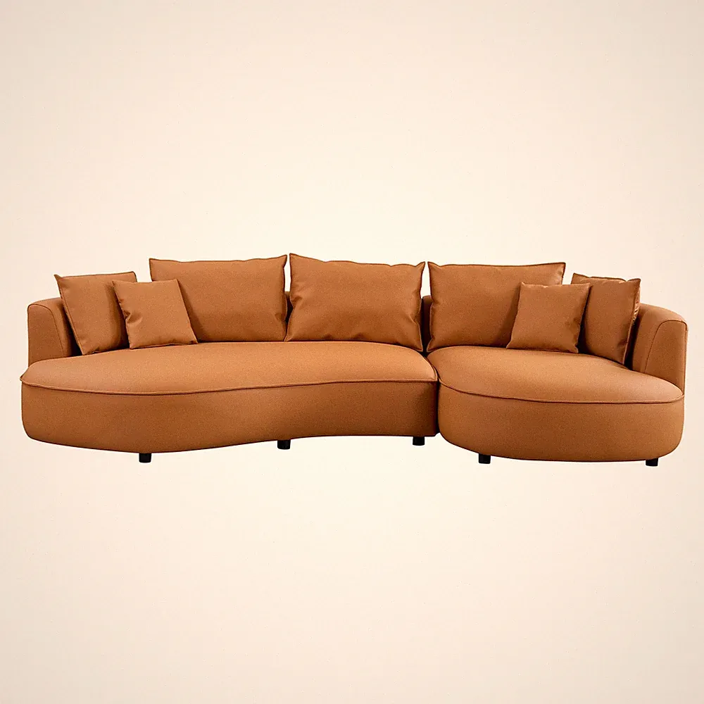 Modern Sectional Curved Sofa Couch For Living Room,Upholstered 5-Seat Sofa Couch