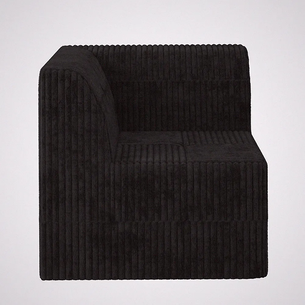 Modern Sectional Sleeper Sofa with Corduroy Fabric, Black, 80" L