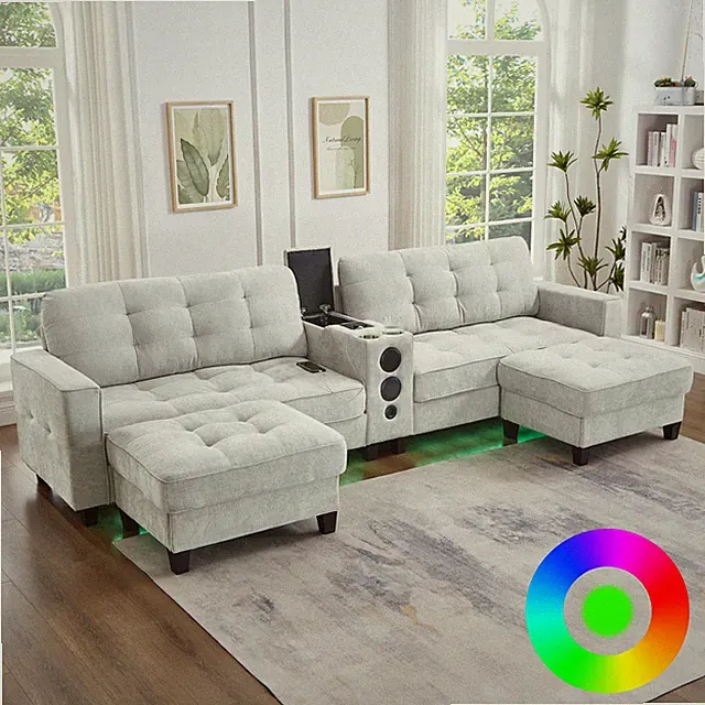 Modern Sectional Sofa 126" U-shaped Sectional Sofa Modular Sectional Couch wit