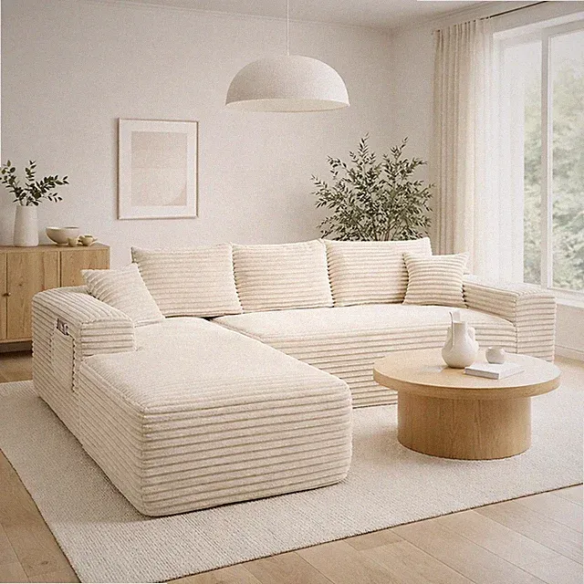 Modern Sectional Sofa 2 Seat L Shaped Couch with Pillow for Home Living Room