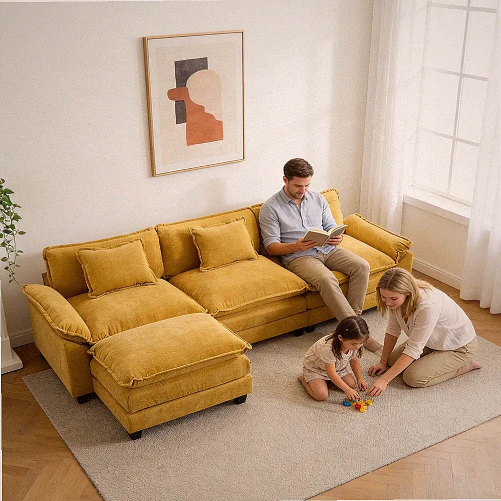 Modern Sectional Sofa Couch Upholstered Loveseat Sofas w/Chaise for Living Room