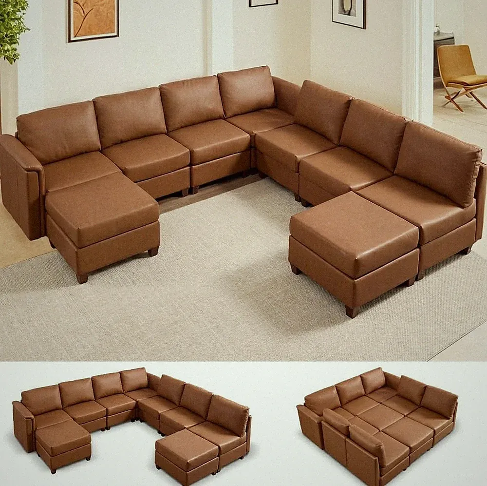 Modern Sectional Sofa,Faux Leather Modular Sectional Couchs with Storage