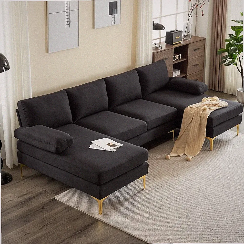Modern Sectional Sofa with Double Chaise Lounge Couch U Shape